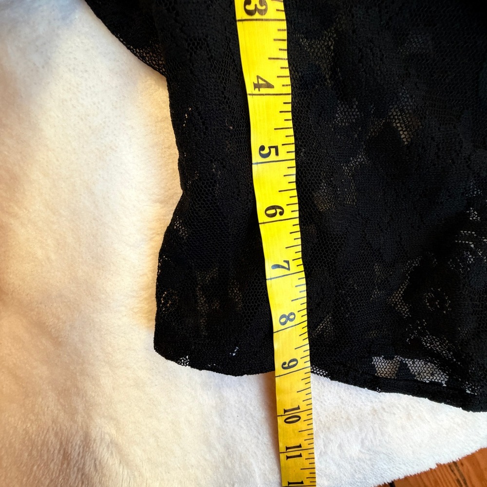 Torrid Black Floral Lace Longline Kimono Sheer Open Front Duster Size 1/2 - Picture 7 of 8